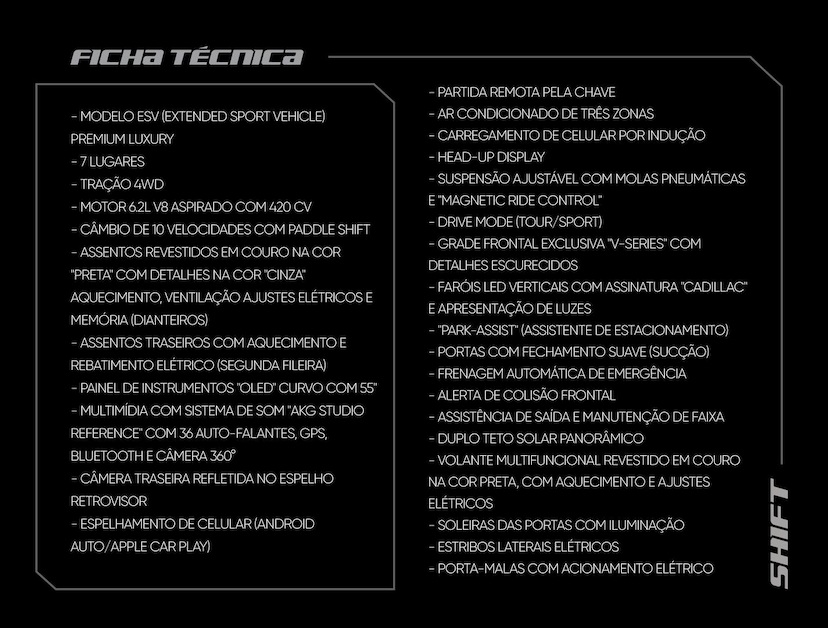 Foto do veículo CADILLAC ESCALADE  ESV 2025 485 KM 1.890.000,00