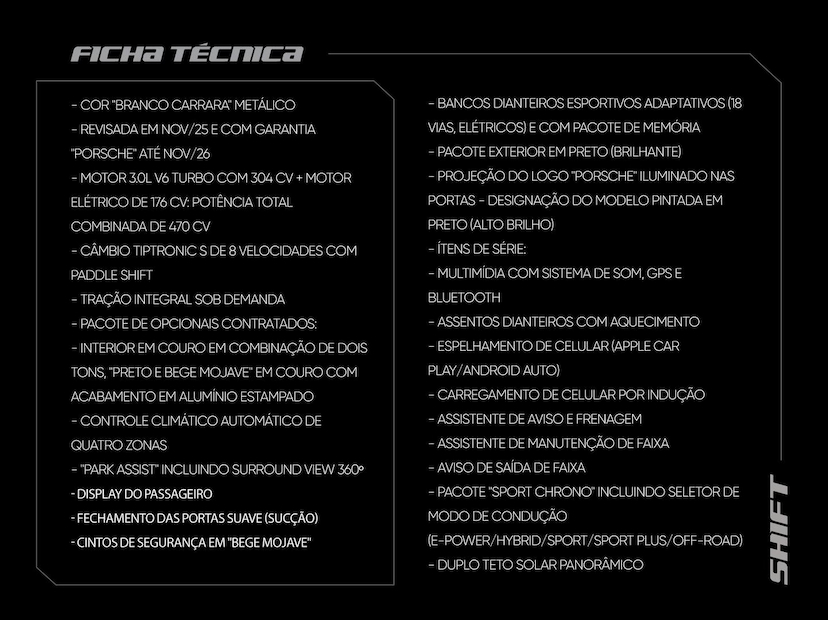 Foto do veículo PORSCHE CAYENNE  3.0 V6 (HÍBRIDO) 2024 7.845 KM 765.000,00