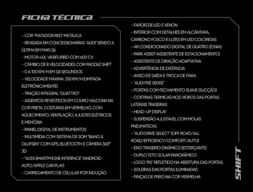 Foto do veículo AUDI RS Q8  4.0 BITURBO FSI 2023 9.470 KM 850.000,00