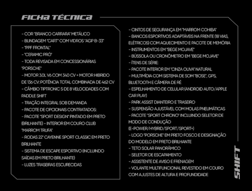 Foto do veículo PORSCHE CAYENNE  PLATINUM ED. 3.0 V6 2023 24.645 KM 695.000,00