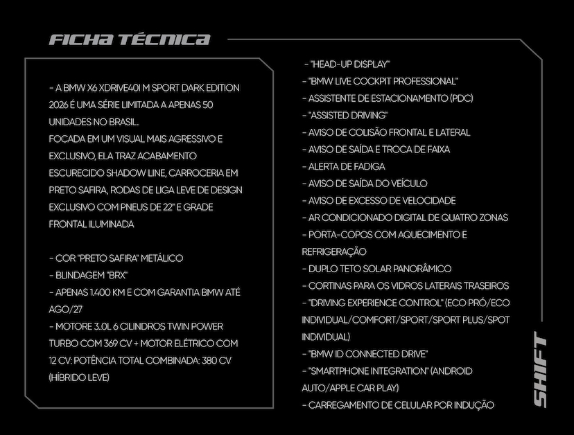 Foto do veículo BMW X6  XDRIVE 40I M SPORT 3.0 BI-TB (HIB.) 2026 1.435 KM 970.000,00