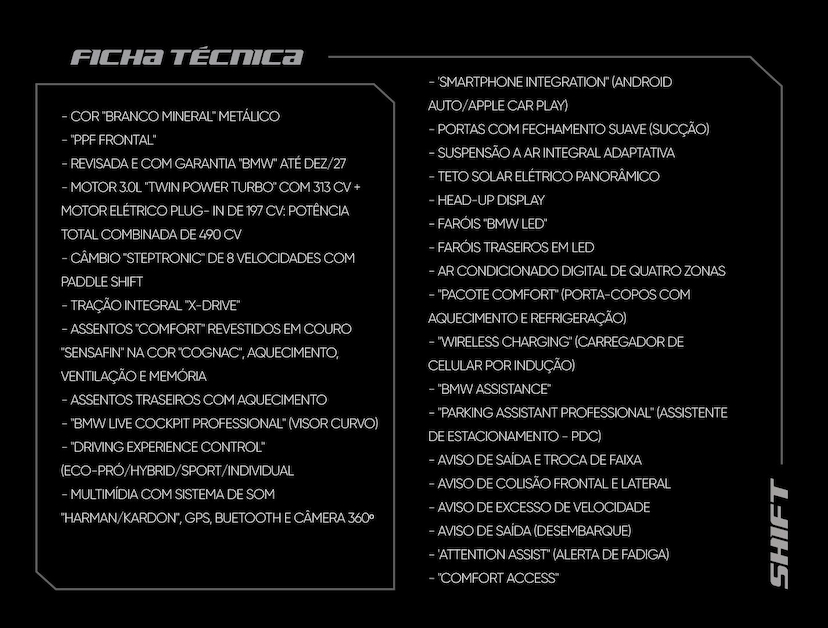 Foto do veículo BMW X5  XDRIVE 50E 3.0 M SPORT AUT. (HIBRIDO) 2026 13.105 KM 725.000,00