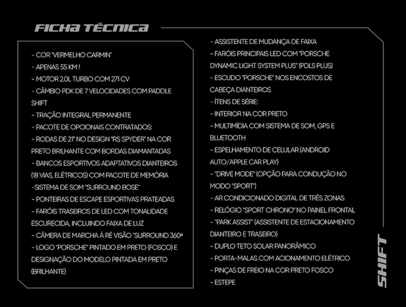 Foto do veículo PORSCHE MACAN  2.0 TURBO 2026 55 KM 550.000,00